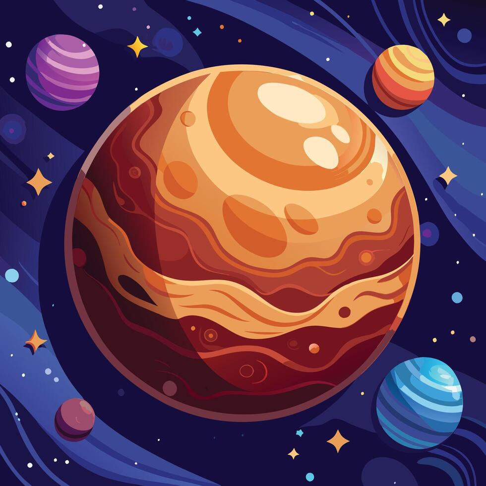 Cartoon illustration of the planets in the universe vector