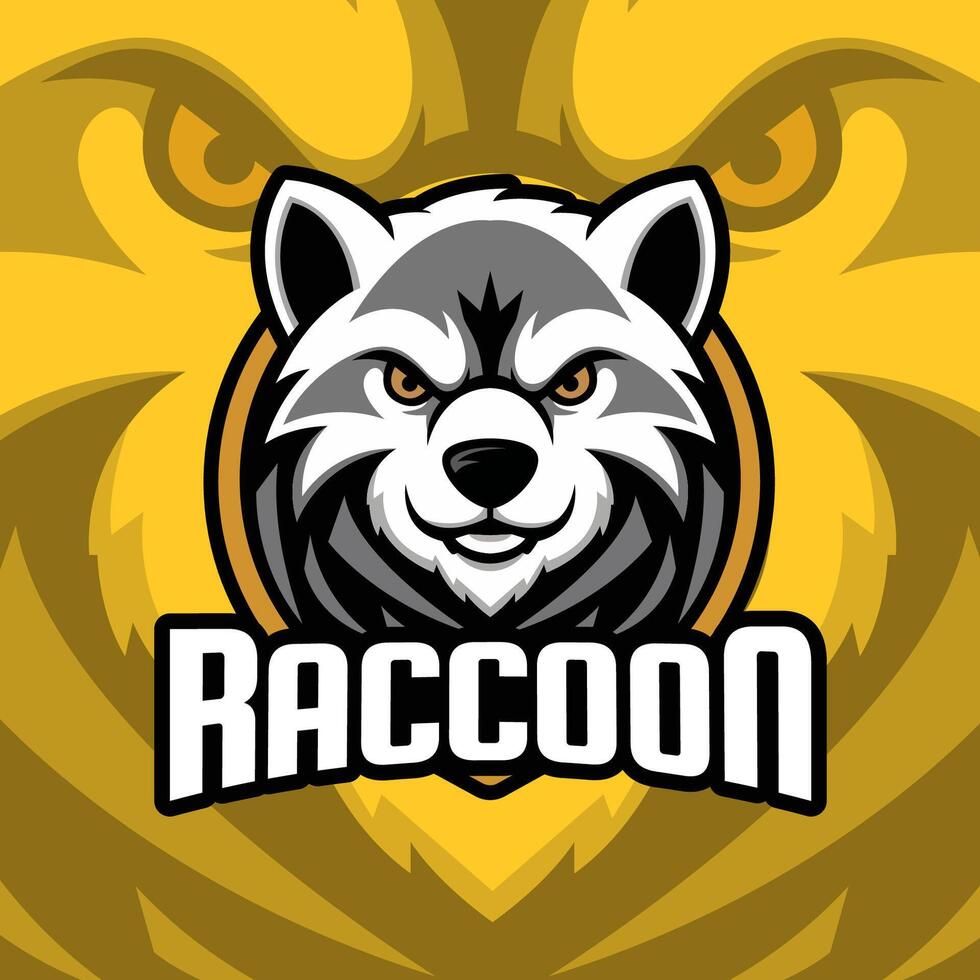 Raccoon mascot logo design for badge, emblem, esport and t-shirt printing. Editable Text vector