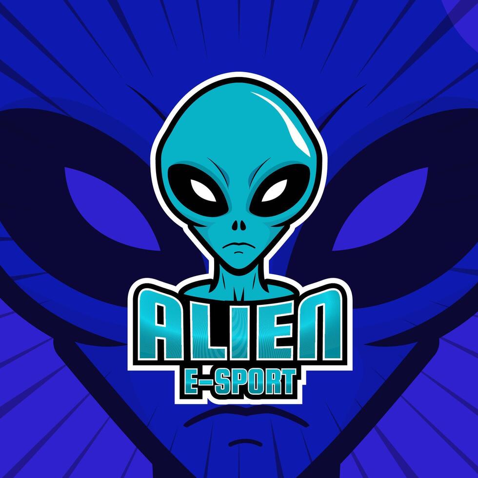Alien mascot logo design for badge, emblem, esport and t-shirt printing. Editable Text vector