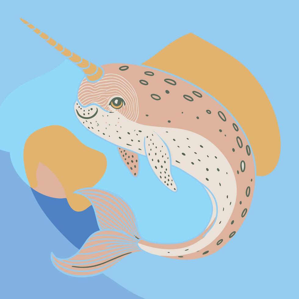 A narwhal with a unicorn horn on its head vector