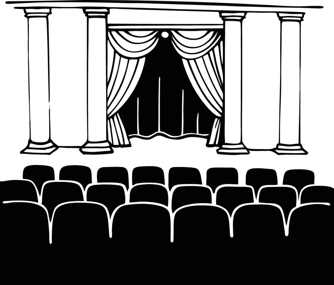 An empty theater with curtains and a curtain vector