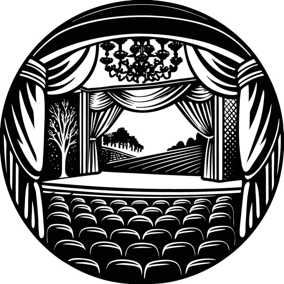 Theater stage with curtains and curtains vector
