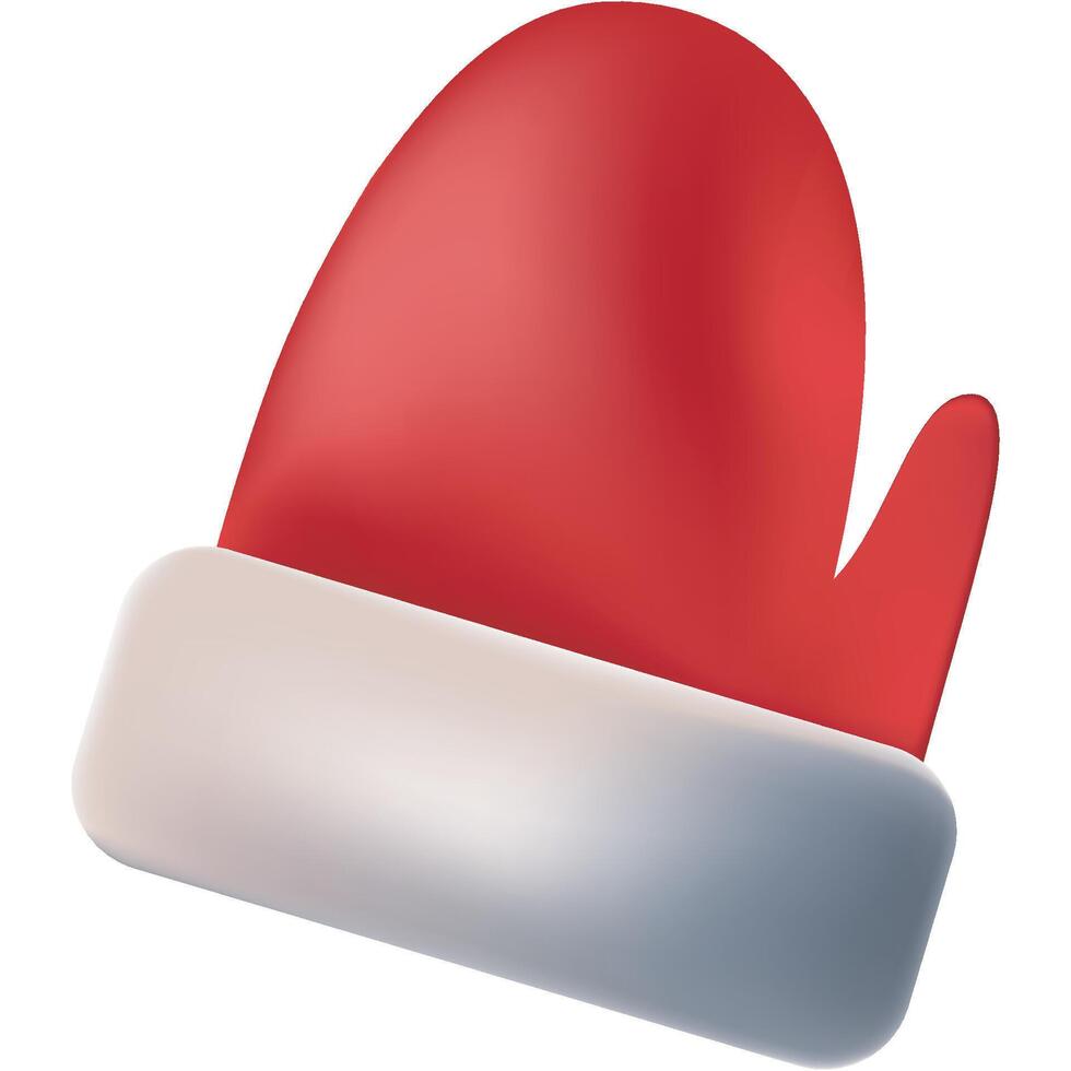 3d santa claus mitten on white background vector