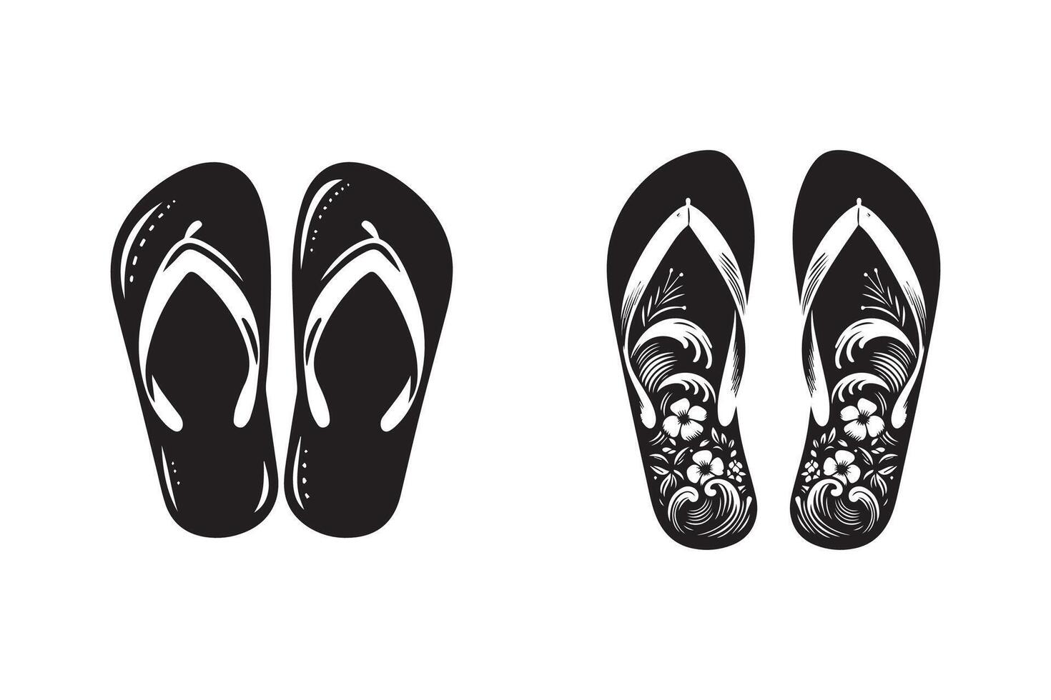 Slipper Flip Flop Sandal Silhouette Illustration art vector