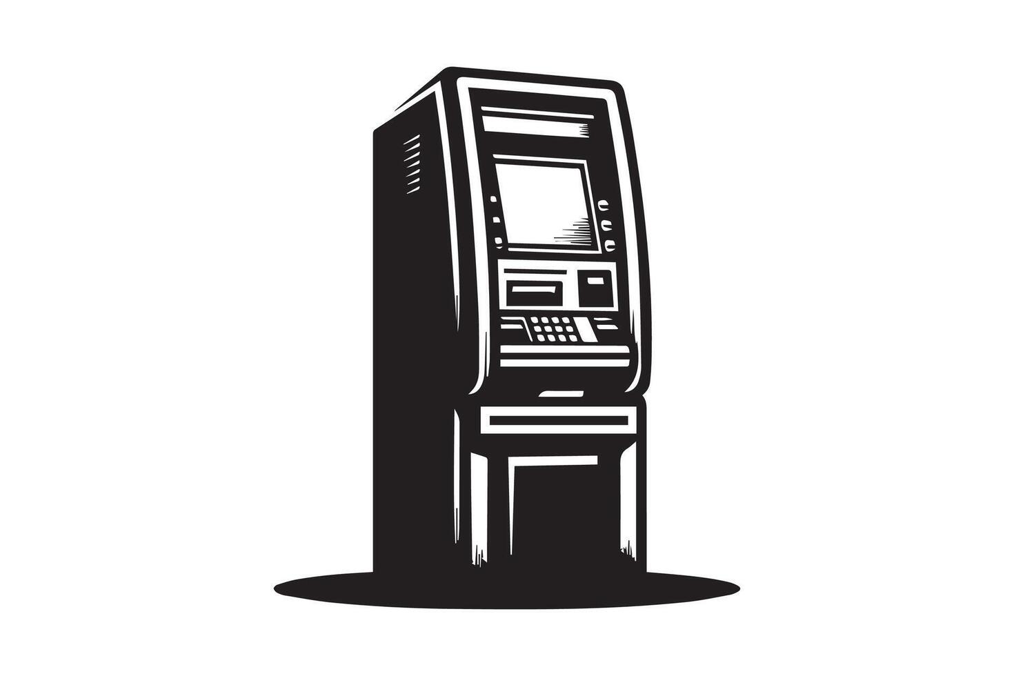 ATM Booth Transaction Machine Silhouette vector