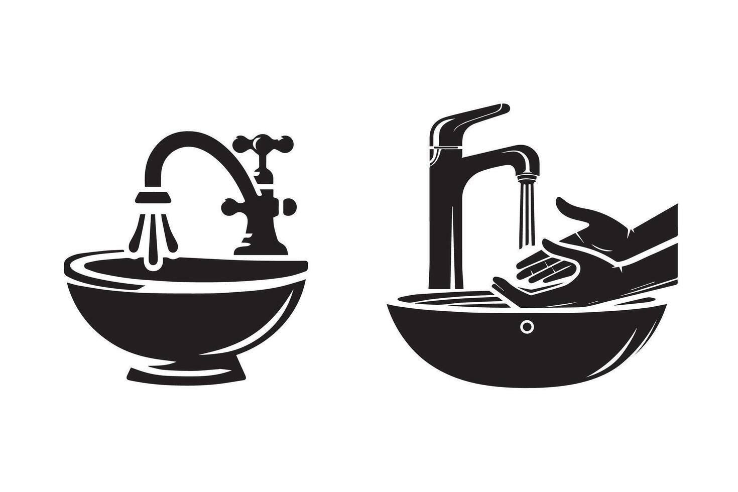 Hand Wash Basin Silhouette Illustration art Design vector