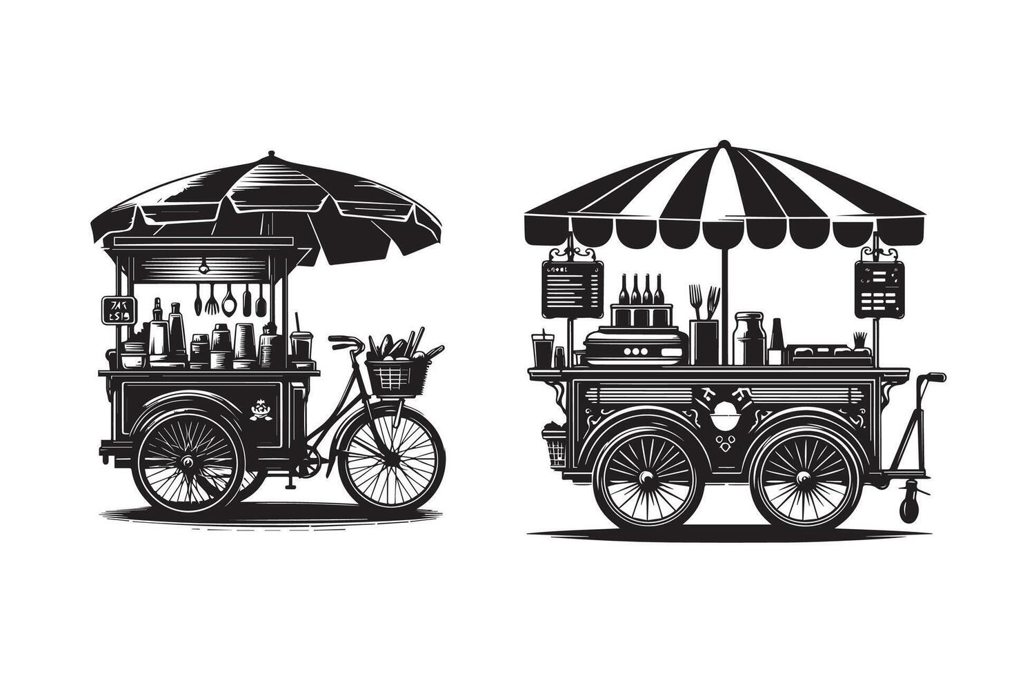 Street Fast Food Cart Van Silhouette Design vector