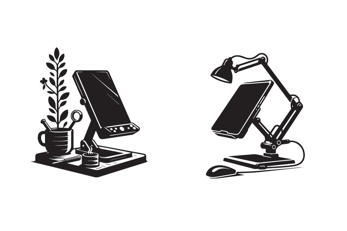 Mobile Phone Holder Silhouette vector