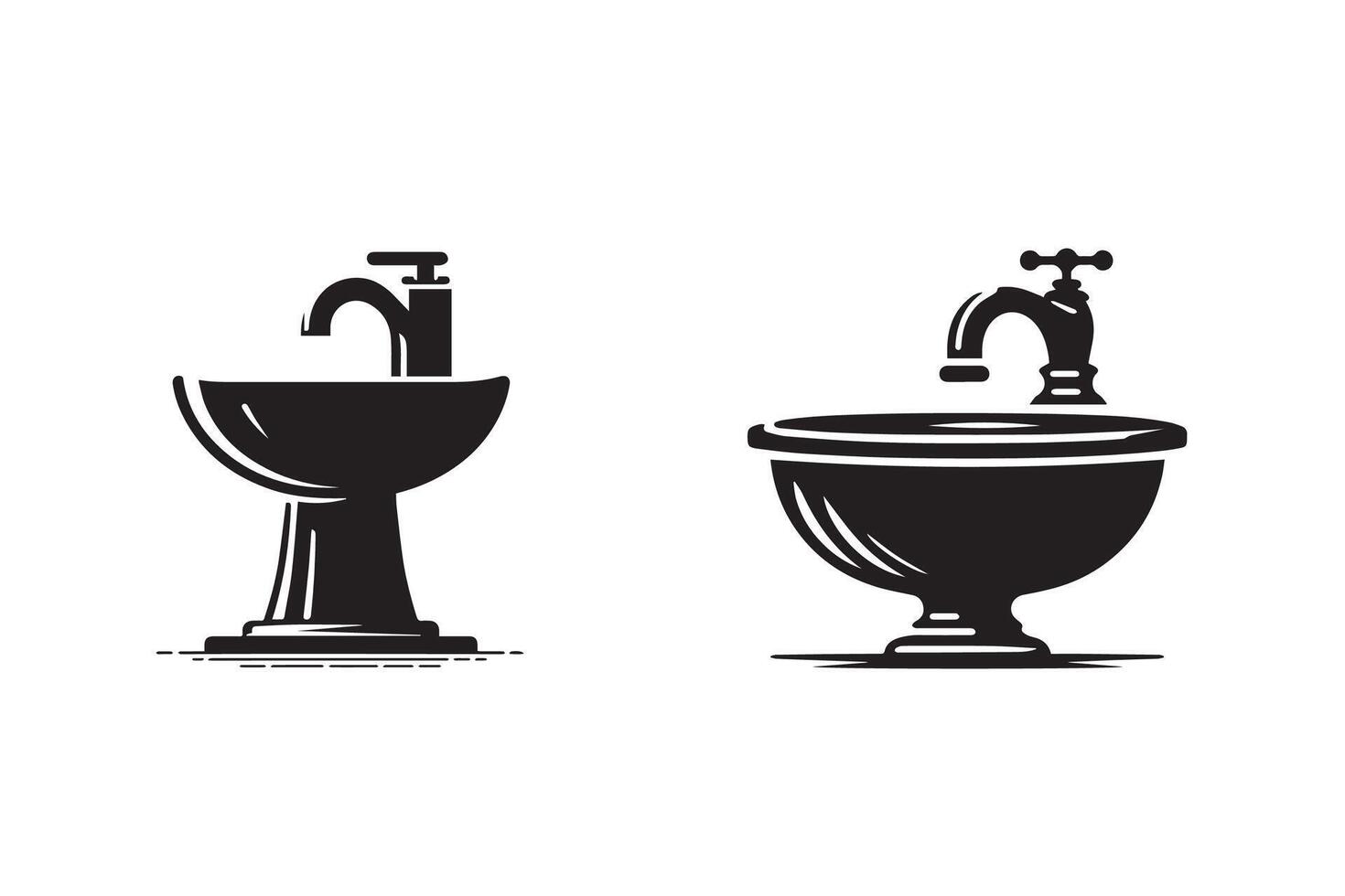 Hand Wash Basin Silhouette art work Design vector
