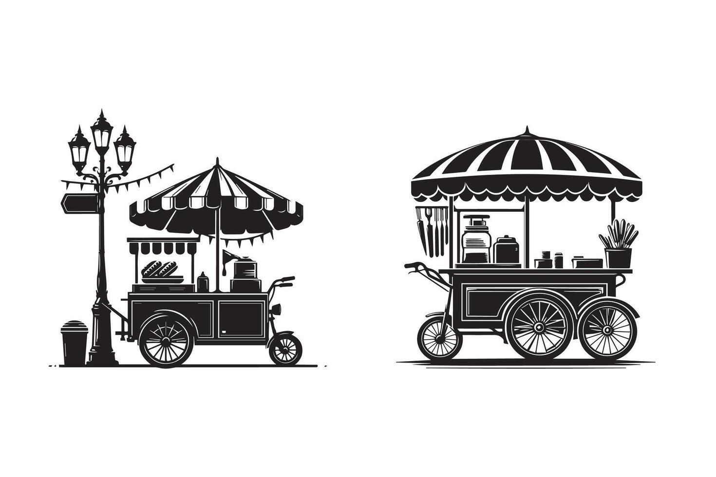Street Food Cart Business Van Silhouette vector