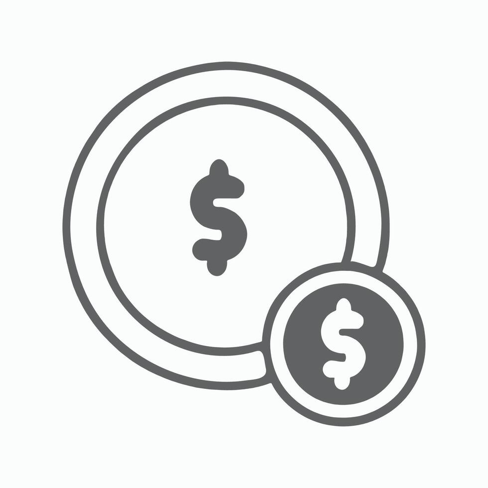 Time is money icon Silhouette White Background vector