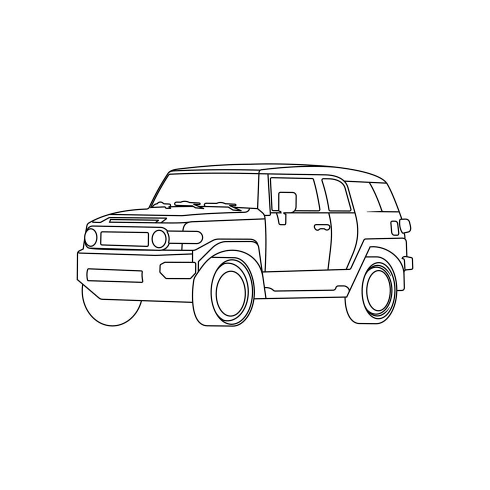 offroad Car line style illustration design template, for design, branding, t shirt, and etc vector