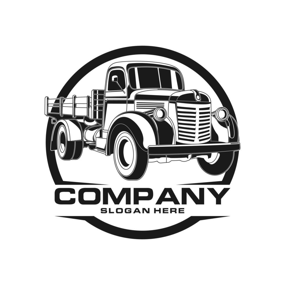 Old Truck illustration with circle brand company template design on white background vector