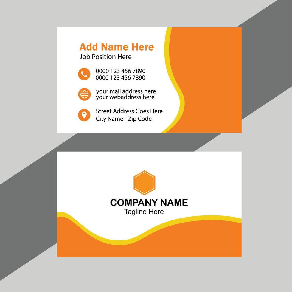 Elegant orange business card design template vector
