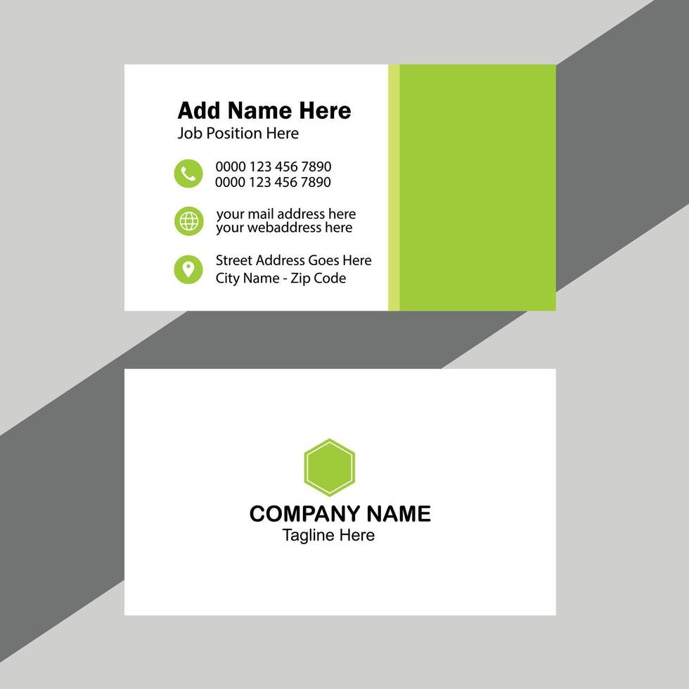 Simple green business card template design vector
