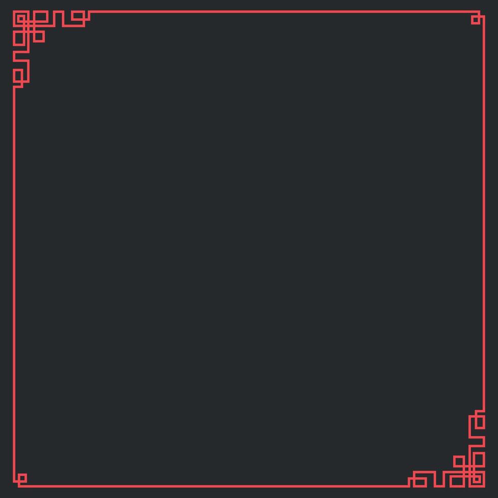 red frame in chinese style on black background vector