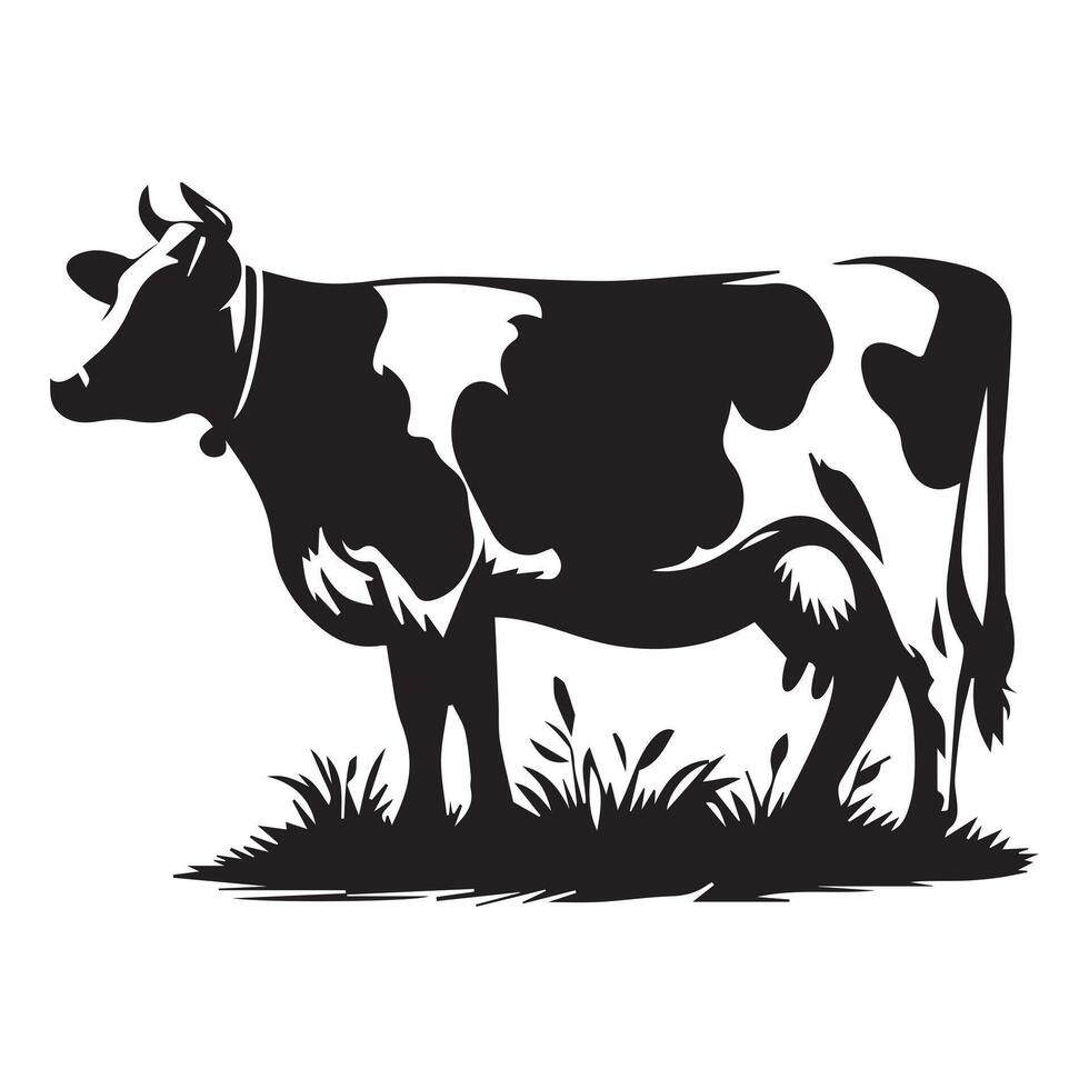 Cow black silhouette isolated on white background design vector