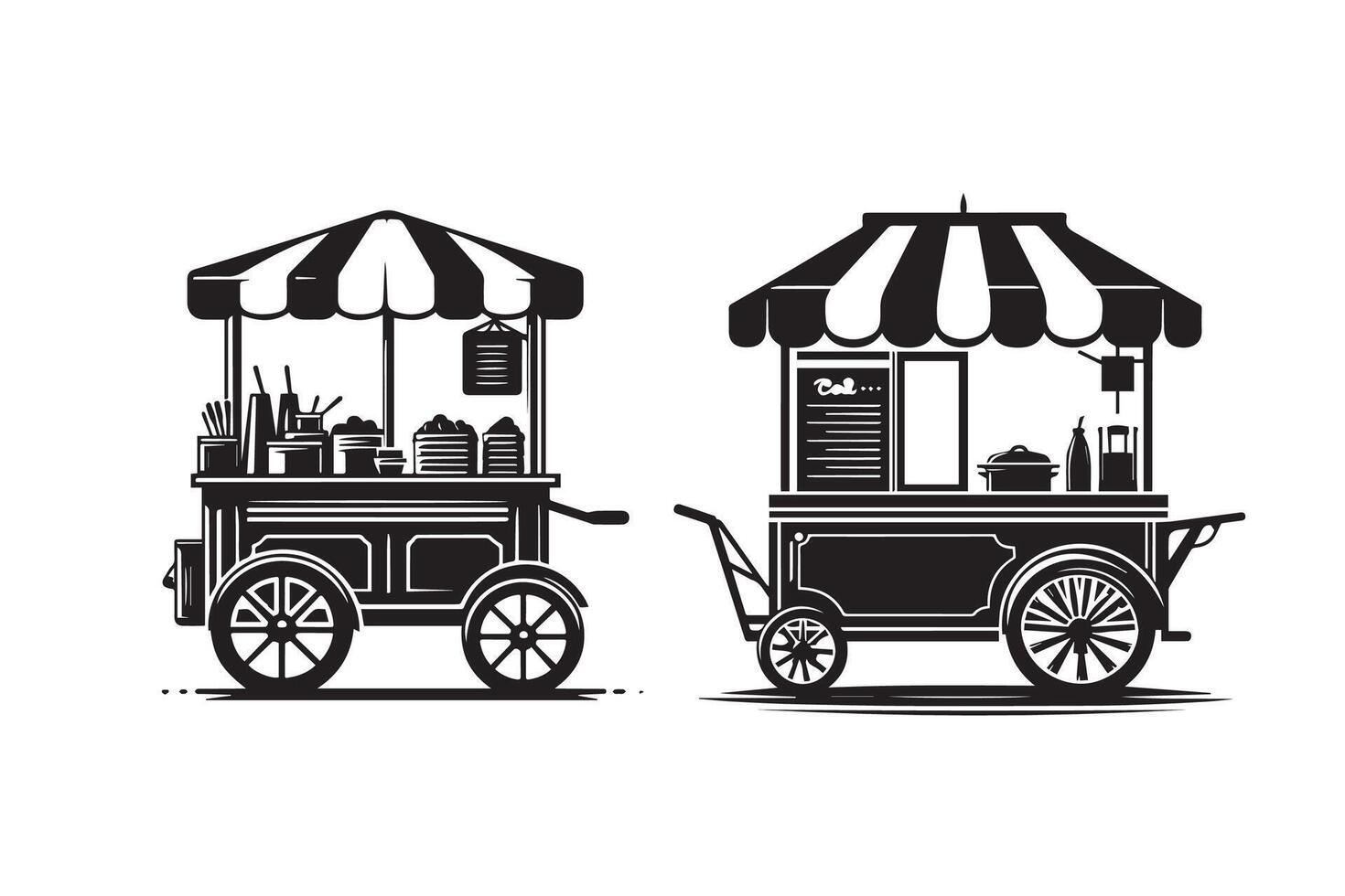 Fast Food Street Food Cart Silhouette vector