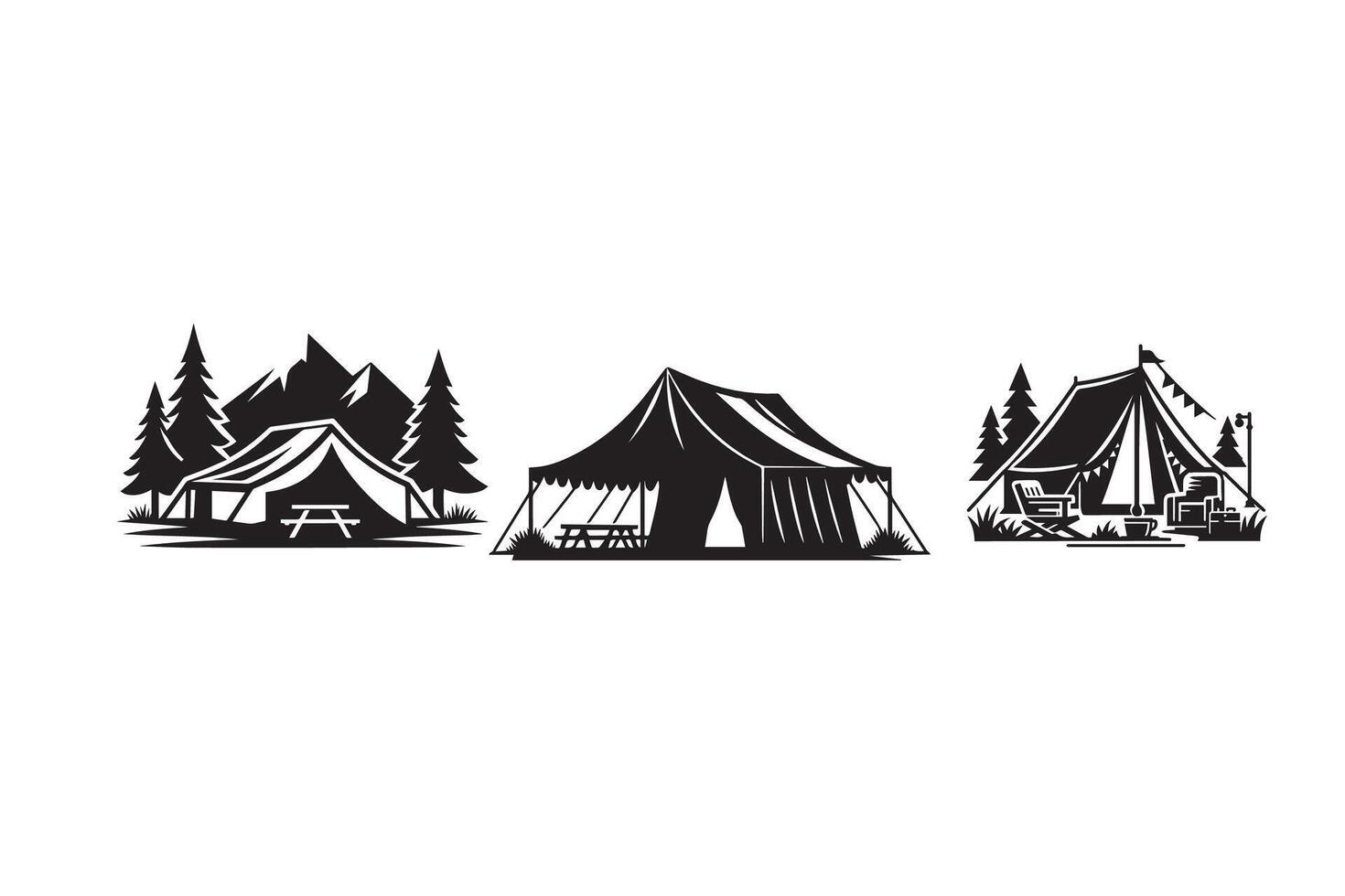 Tent shelter Silhouette Illustration Design vector