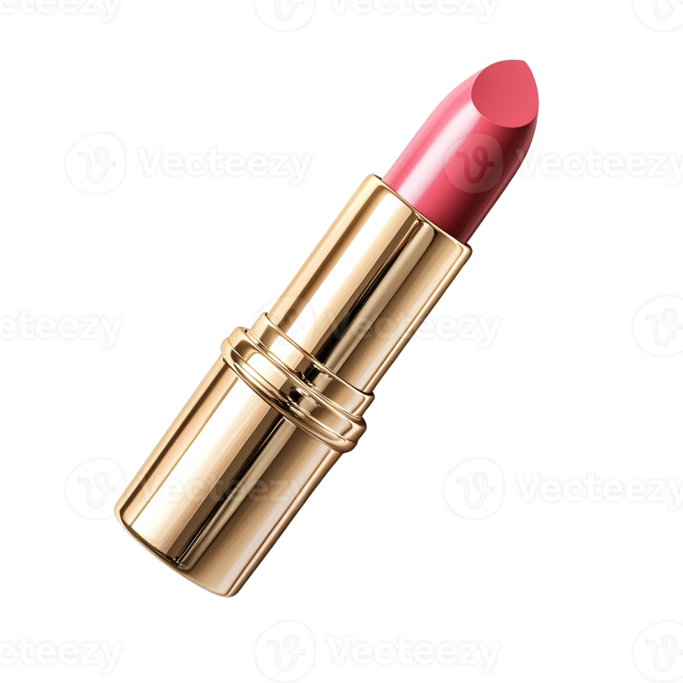 Elegant Pink Lipstick in Gold Tube Isolated png