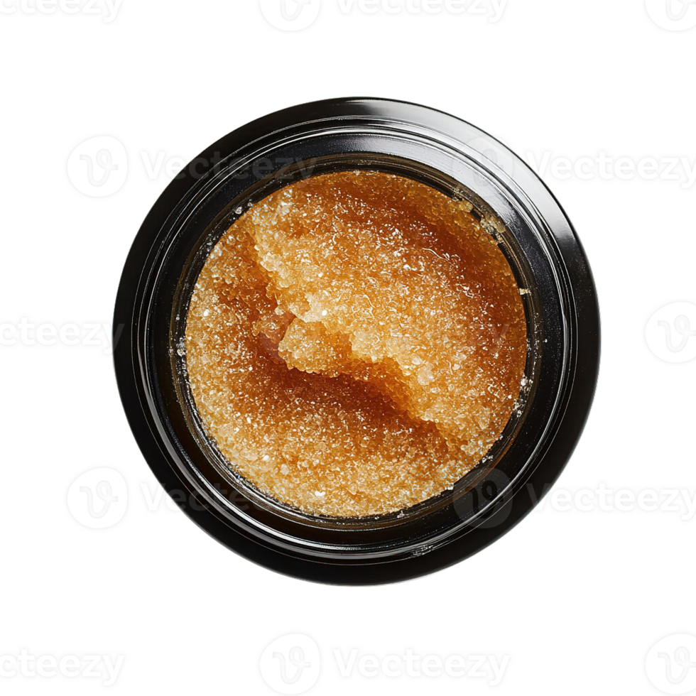 Rich and Textured Exfoliating Face Scrub in Glossy Black Jar png