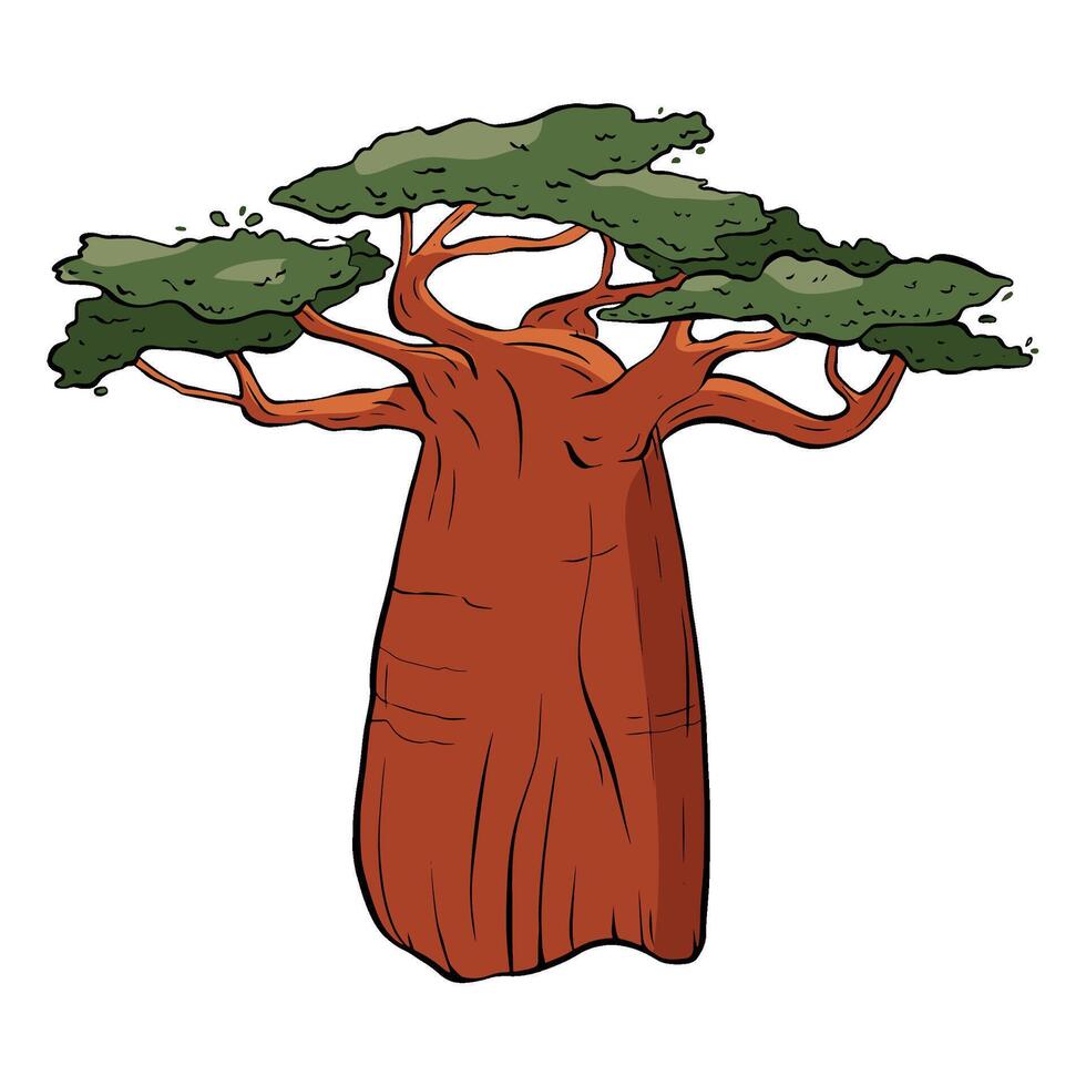 This is a stylized depiction of a Baobab Tree, showcasing its unique beauty and characteristics. sketch illustration vector