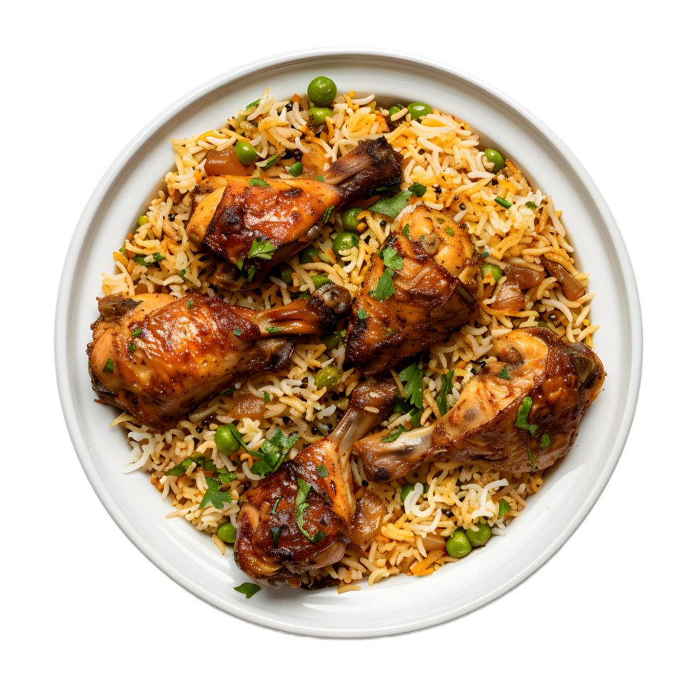Biryani with chicken isolated on transparent background png