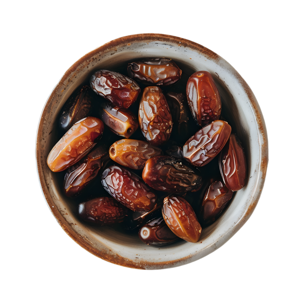 A bowl of dates isolated on transparent background png