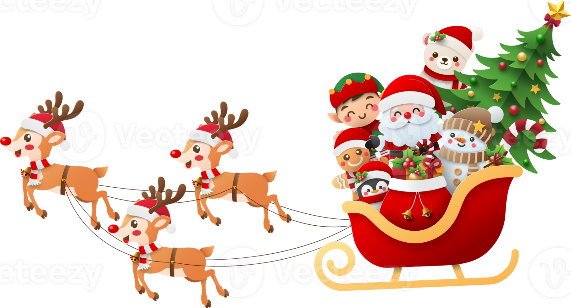 Santa Claus and friend on Sleigh png