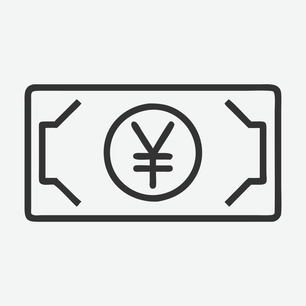 Sleek Yen Icon Line Art - Minimalist Currency Symbol Design vector