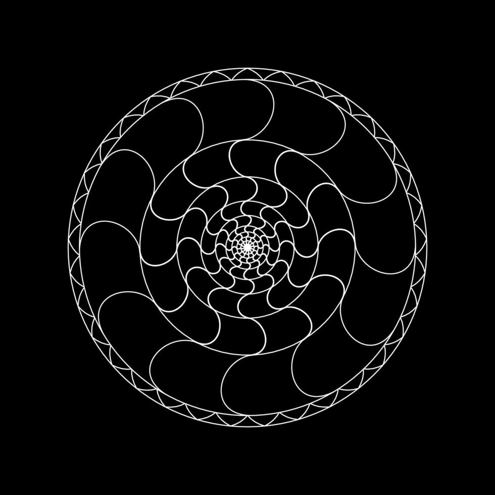 A white circular design on a black background vector