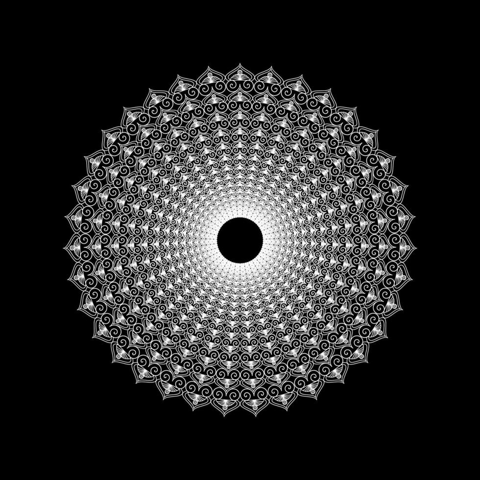 A black and white circular design mandala vector