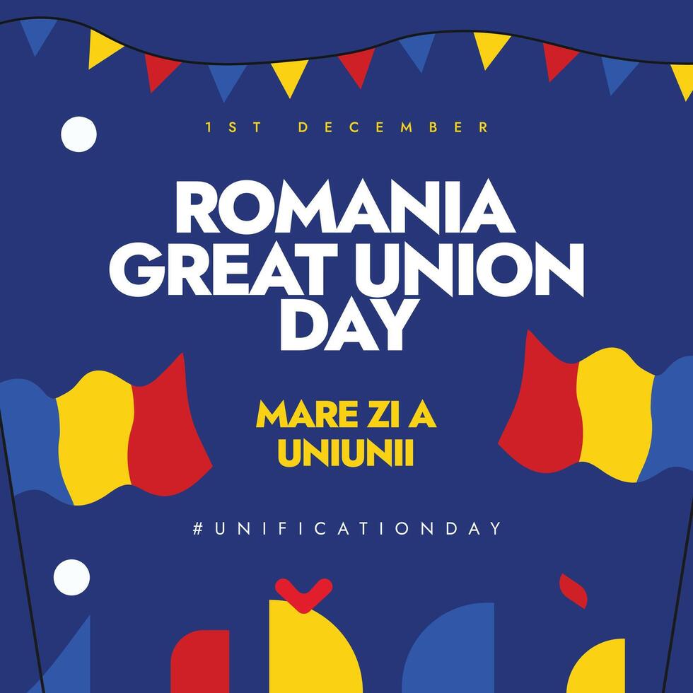 Romania great union day banner with its flags vector