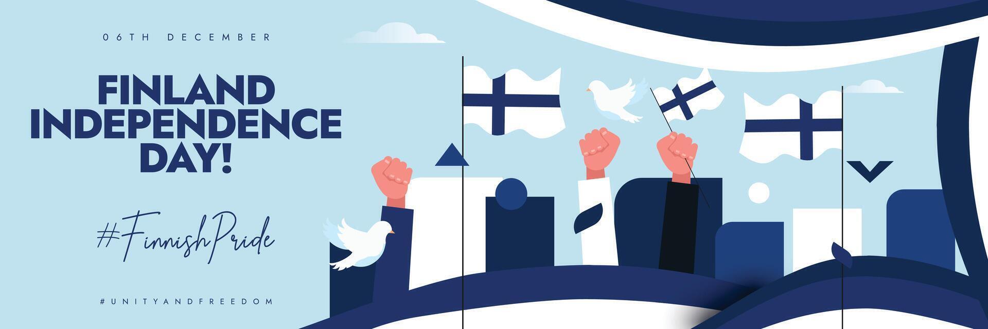Finland independence day celebration banner, post, card its flags, modern abstract art elements in flag colours vector