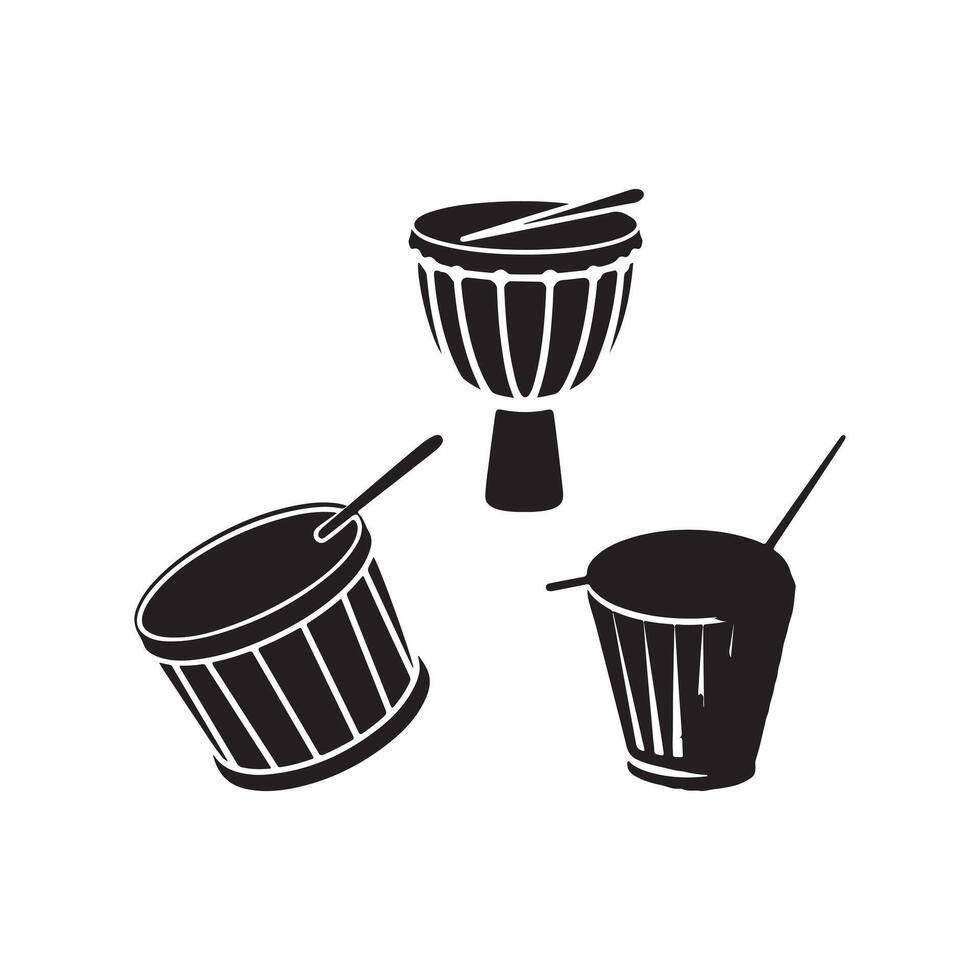 a simple silhouette drum against a clean art vector