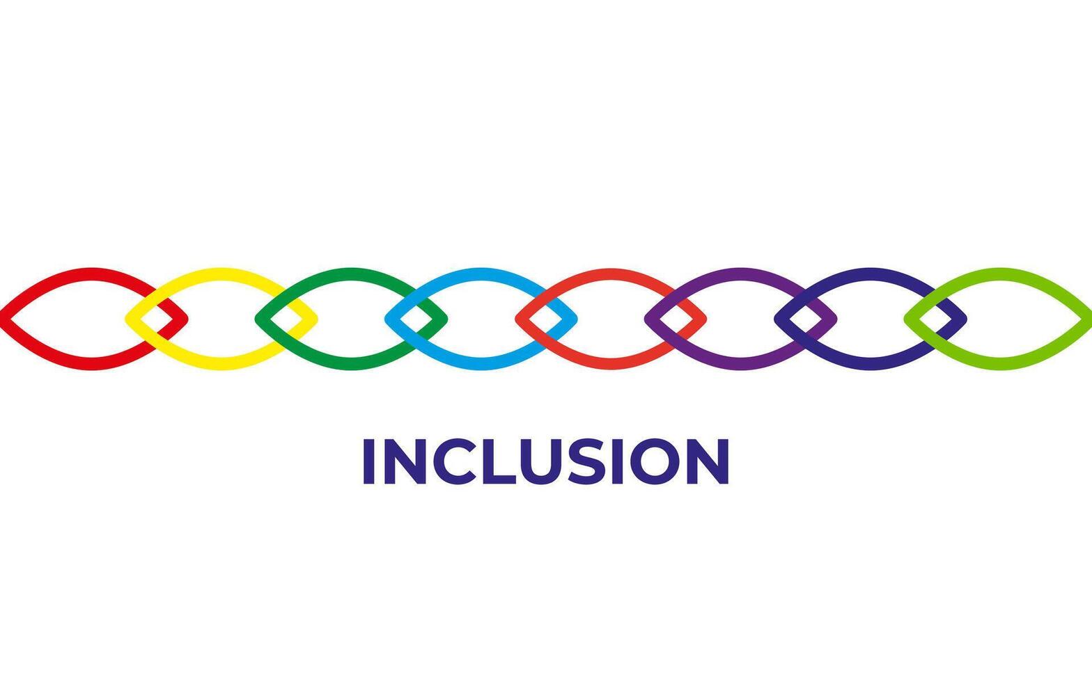 Inclusion abstract concept. Continuous chain. Diversity and inclusivity. Logo idea. Background with text inscription. vector