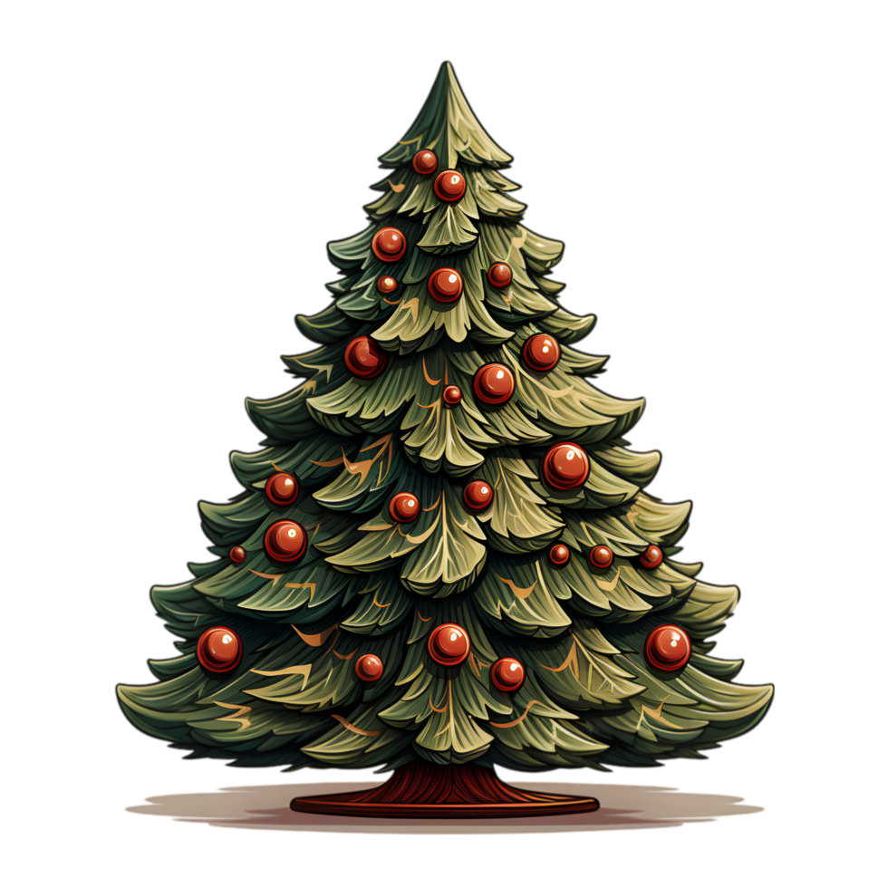 Festive Christmas Tree with Red Ornaments png