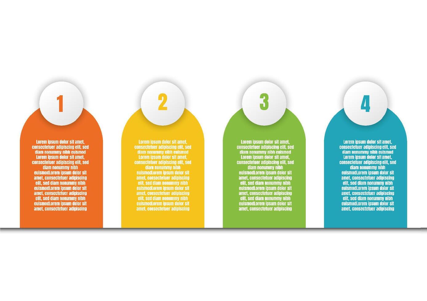 Business infographics template. 4-step design option. Workflow chart data on a white background. For presentation, process diagrams, business strategy elements illustration. vector