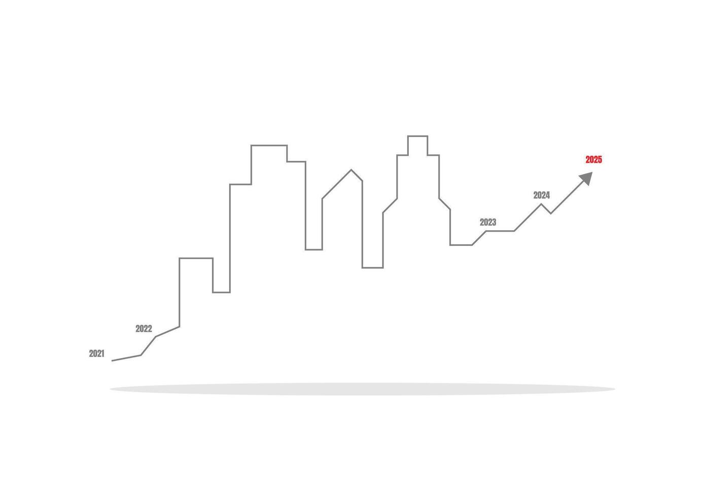 Real estate investment concept. The glowing and neon light of the home with an upper arrow graph on a white background. Property growth and profit for the future. vector