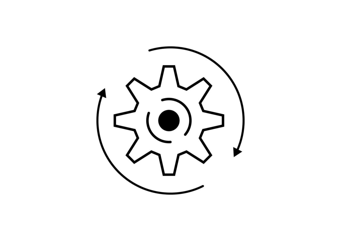 Recovery gear icon on white background. Cogwheel with arrow. Easy process mechanism and renewal synconize. vector