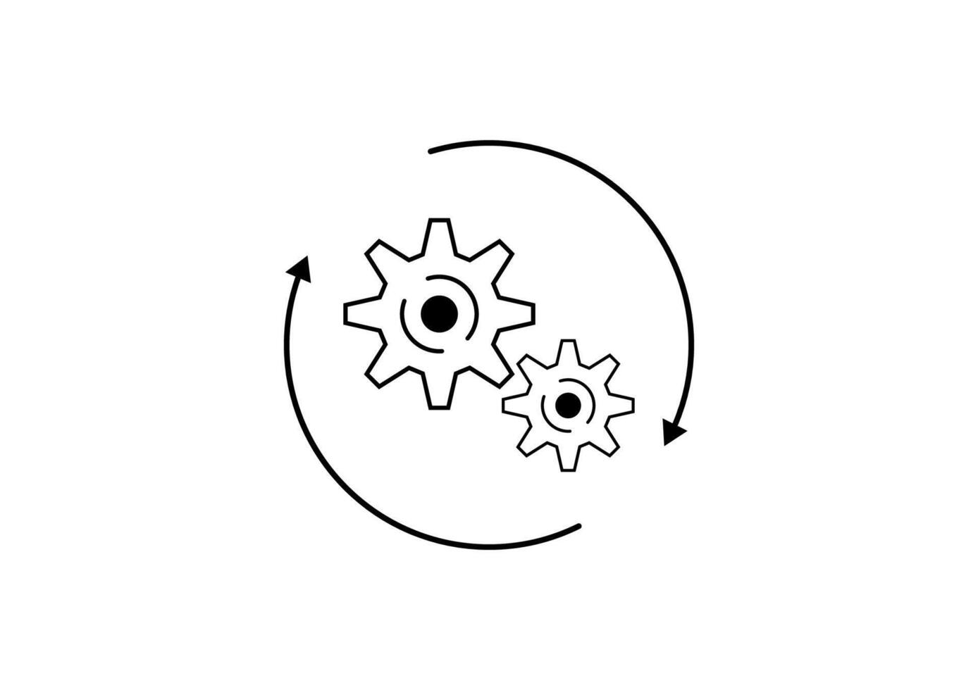 Recovery gear icon on white background. Cogwheel with arrow. Easy process mechanism and renewal synconize. vector