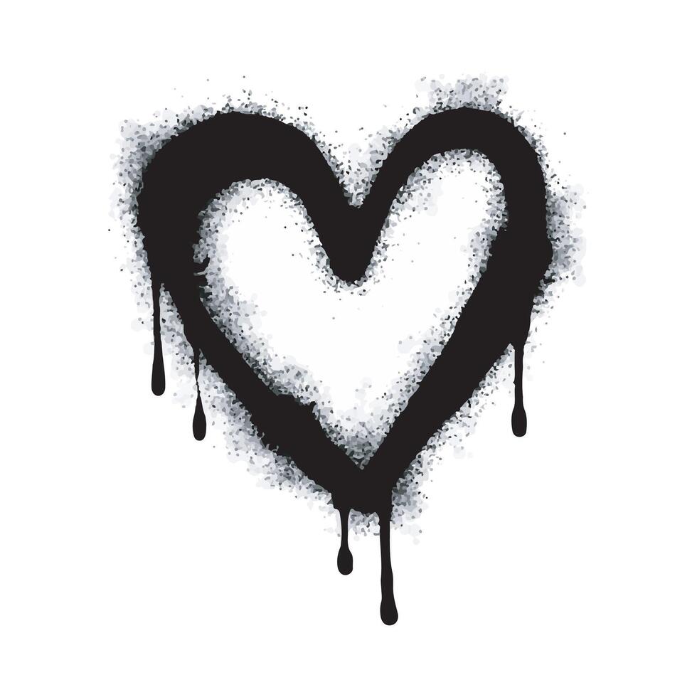 Spray Painted Graffiti heart icon Word Sprayed isolated with a white background. graffiti font love icon with over spray in black over white. vector