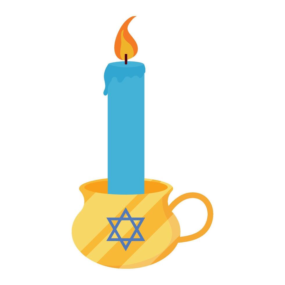 hanukkah candle with david star isolated vector