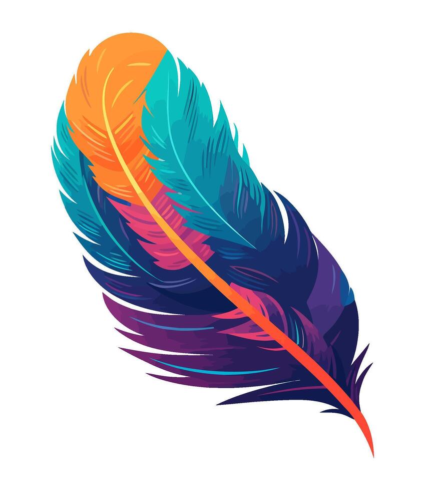 colored feather decoration icon isolated vector