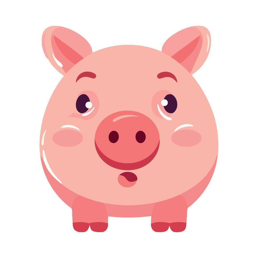 Cute piglet cartoon mascot smiles with happiness isolated vector