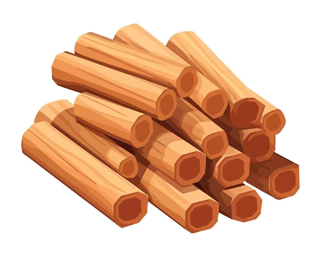stacked wooden tree trunk, isolated icon vector