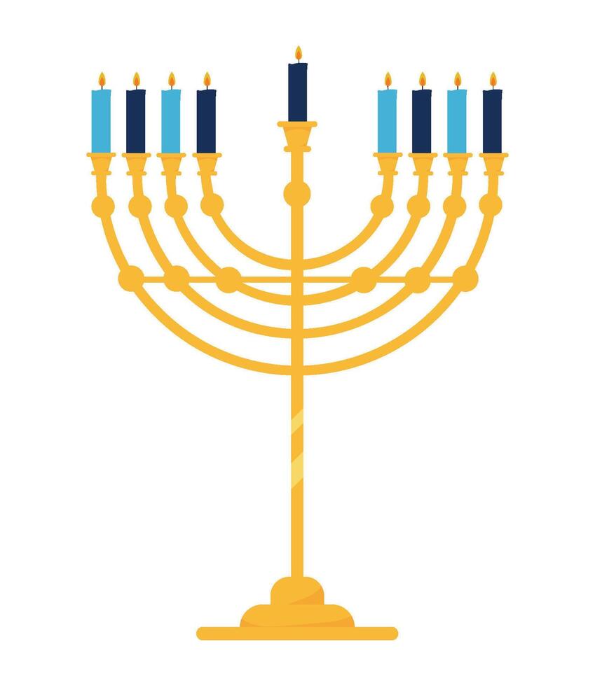 hanukkah golden menorah illustration vector