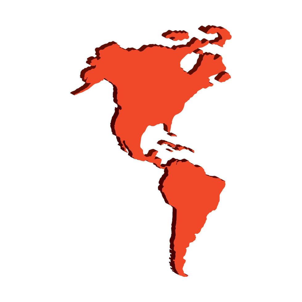 america map in red color isolated vector