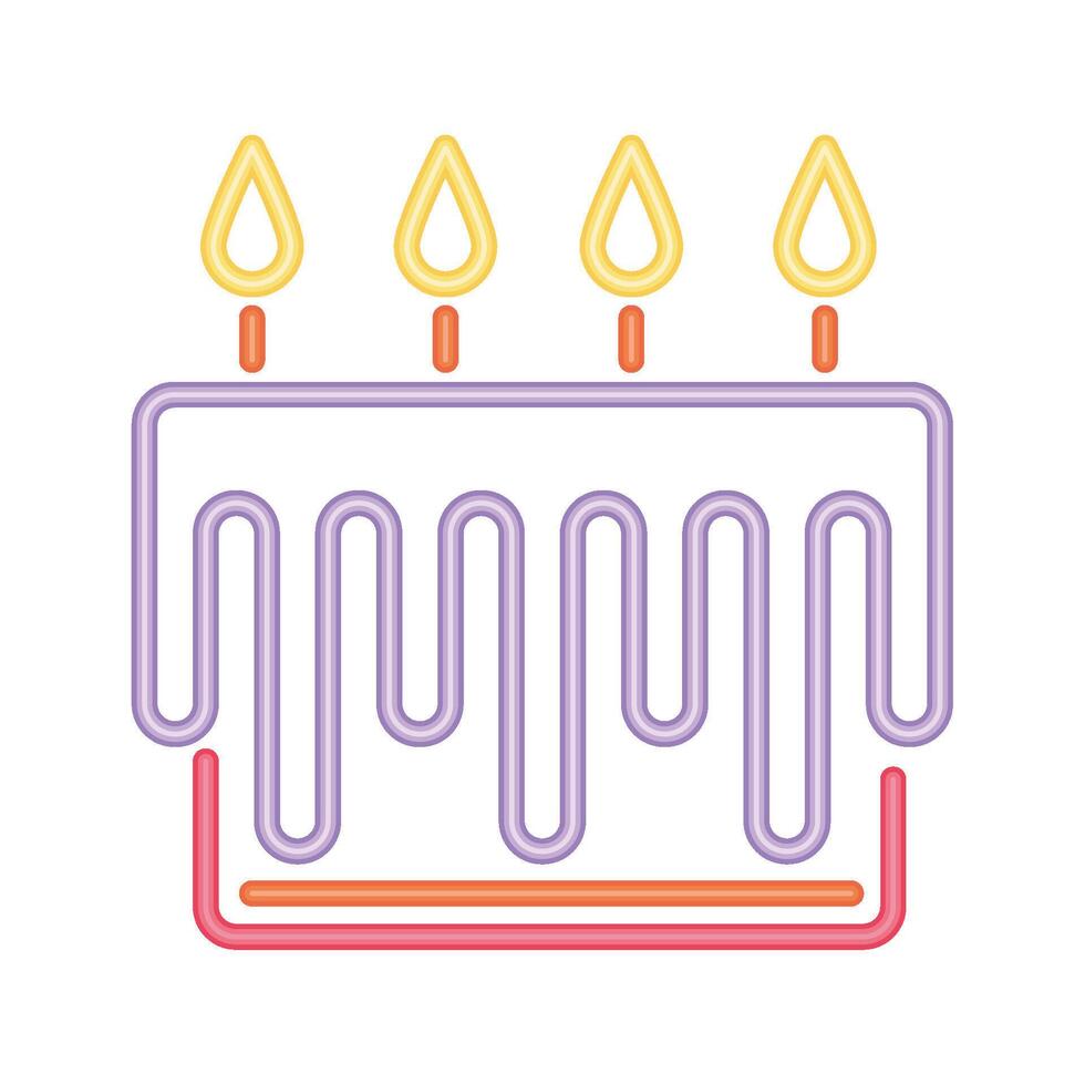 neon birthday cake isolated vector