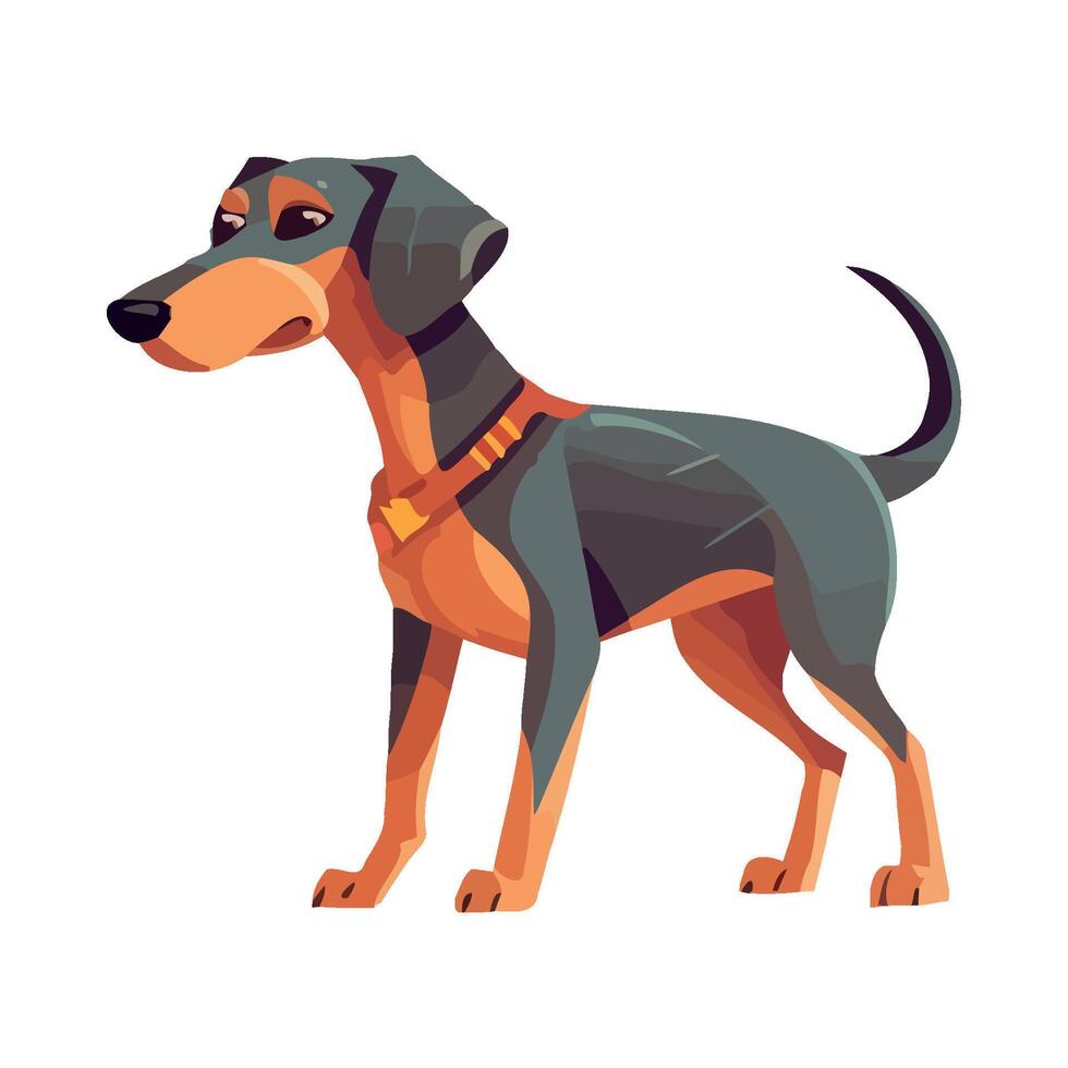 Cute puppy standing, watching loyal friend icon isolated vector